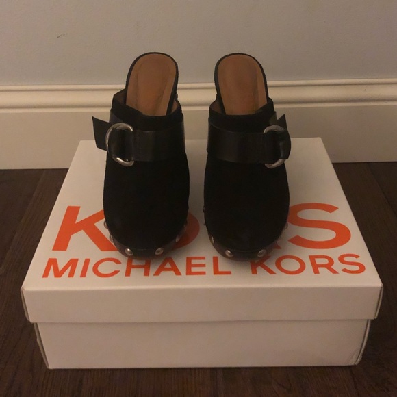 Michael Kors Black Suede Clogs - Picture 6 of 9